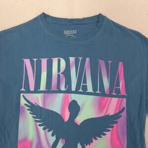 Nirvana Band Casual Crew Neck Graphic T-Shirt Adult Mens Size Medium M Blue